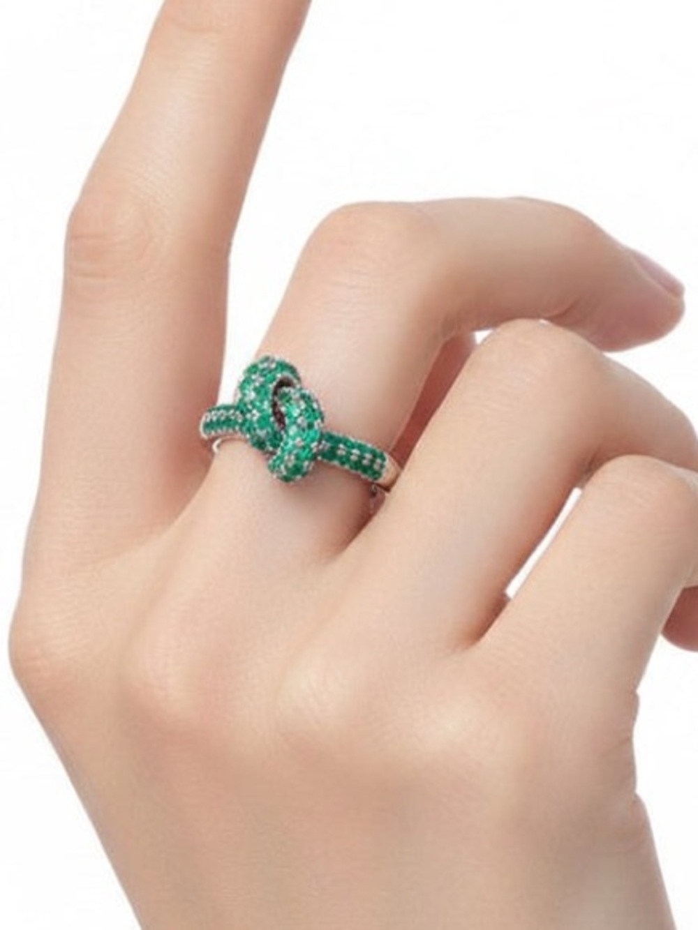 14k Green Garnet Knot Ring